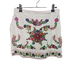 Caren Forbes embroidered white mini skirt